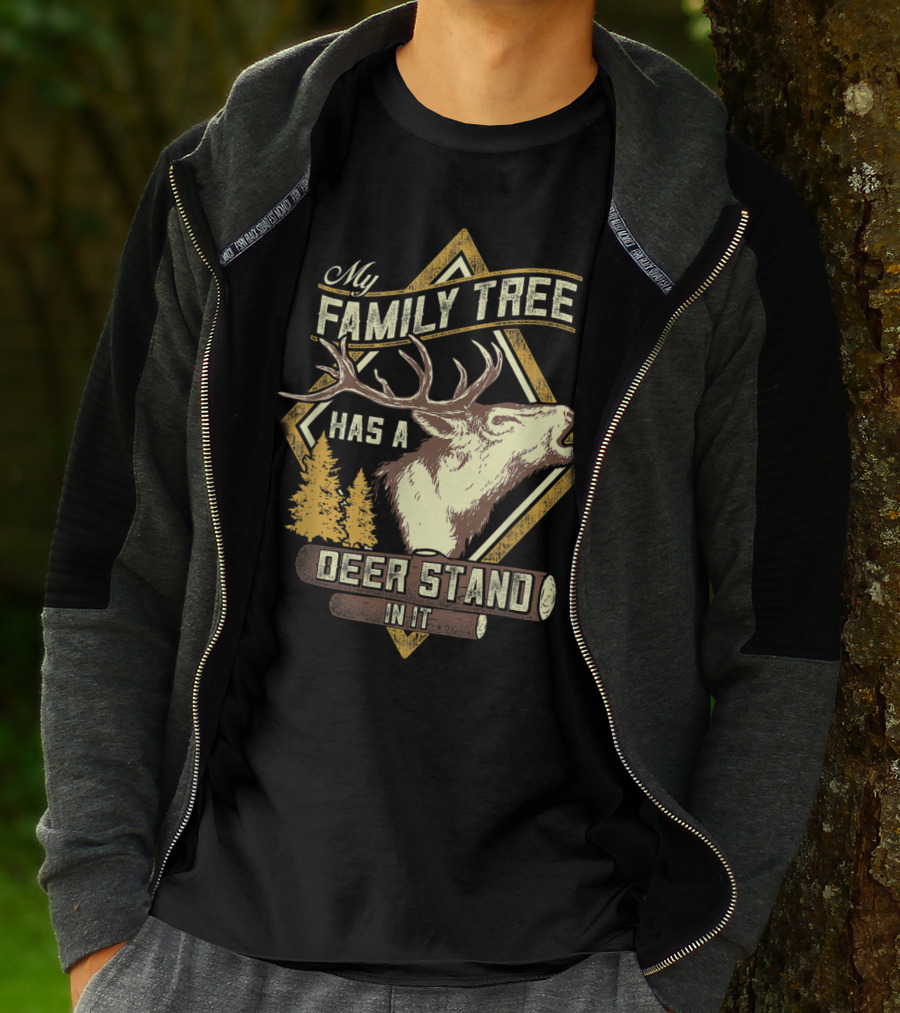 Family Tree Has A Deer Stand In It Deer Hunting T-Shirt