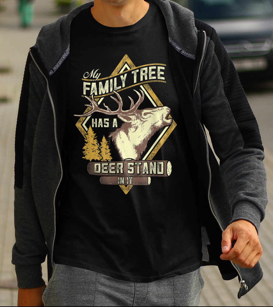 Family Tree Has A Deer Stand In It Deer Hunting T-Shirt