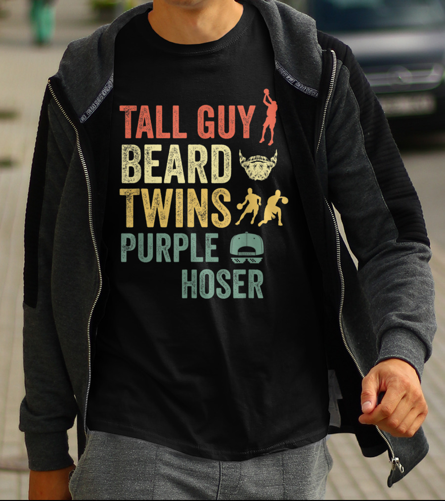 Perfect Dude Tall Guy Beard Twins Purple Hoser Basketball Cap T-Shirt