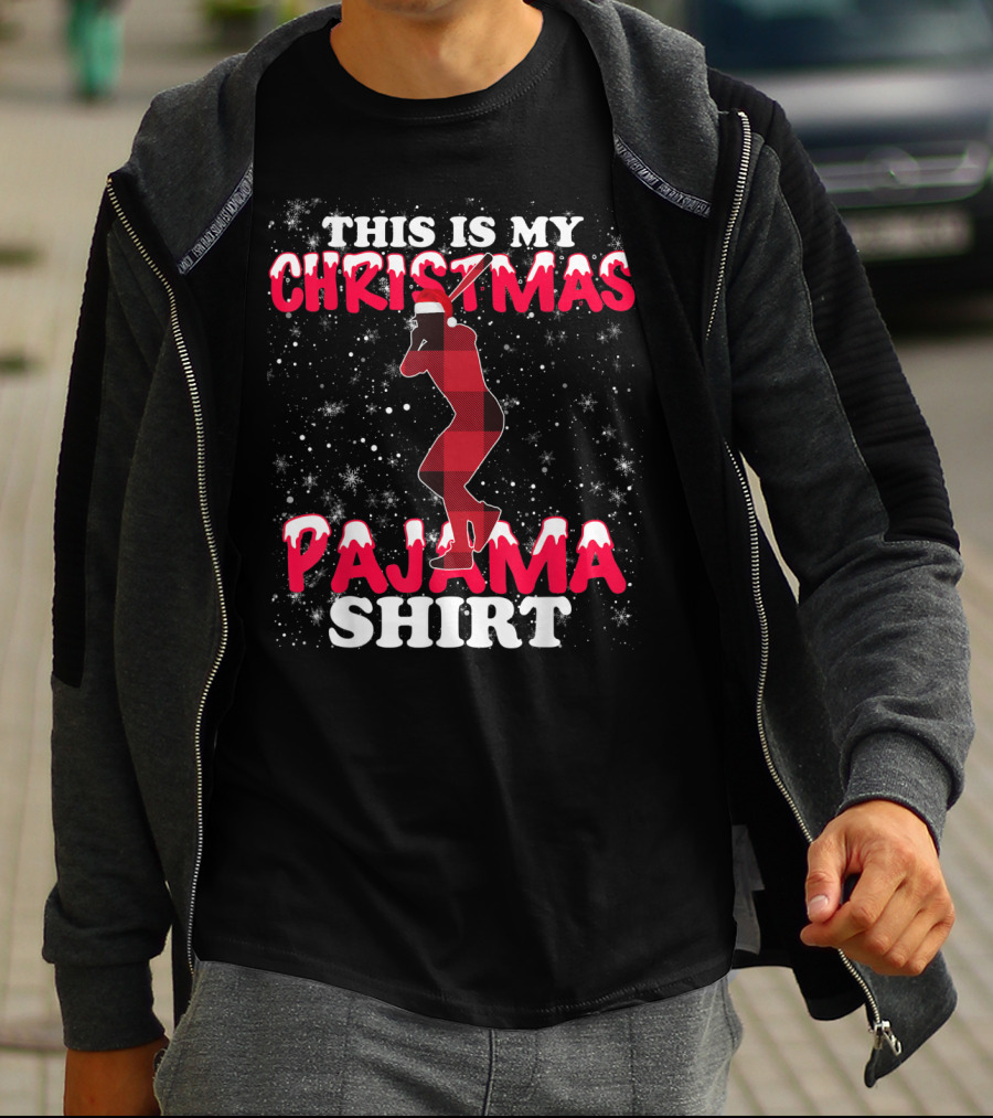 This Is My Christmas Pajama Shirt Plaid Baseball T-Shirt
