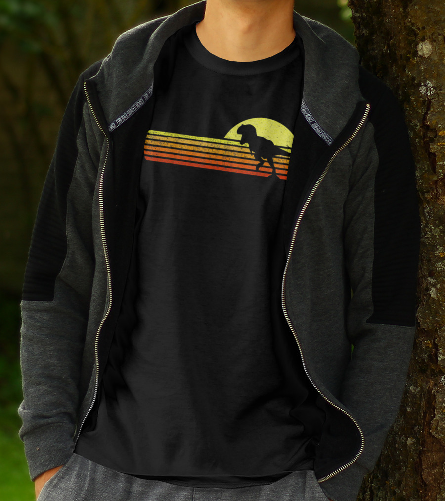 Retro Sunset Tyrannosaurus Rex Dinosaur Paleontology Science T-Shirt