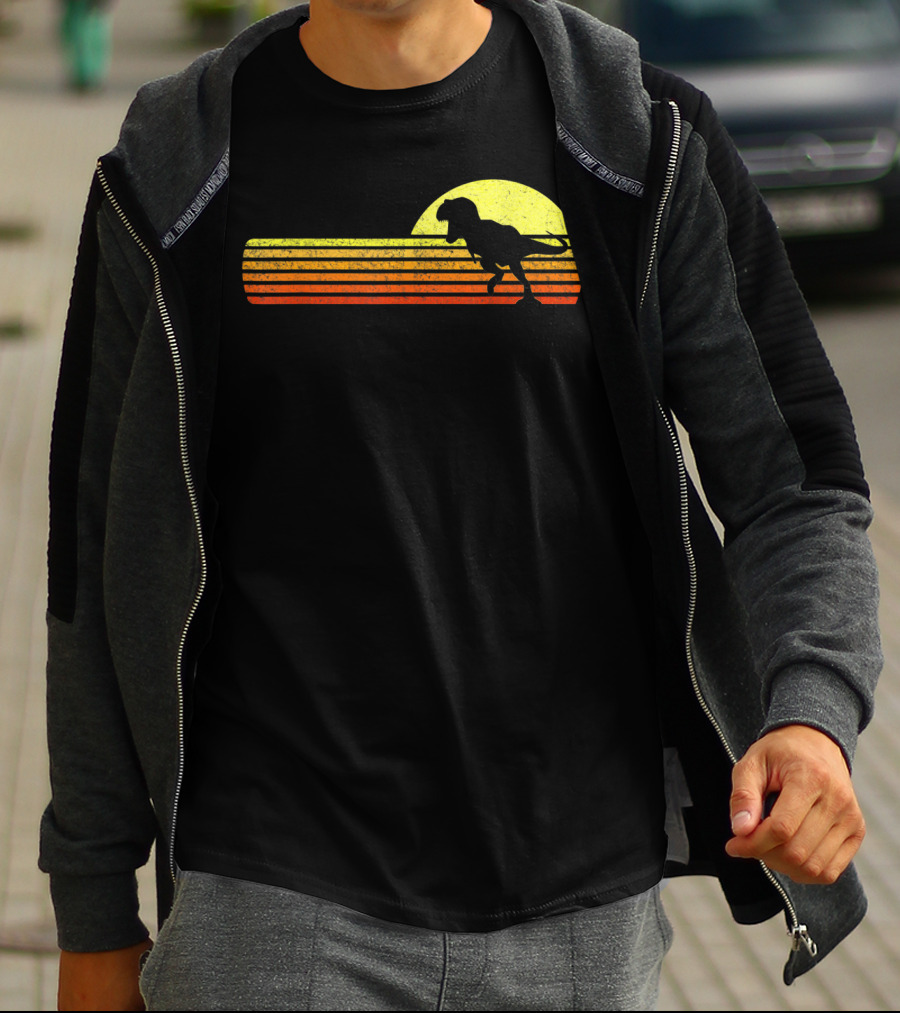 Retro Sunset Tyrannosaurus Rex Dinosaur Paleontology Science T-Shirt