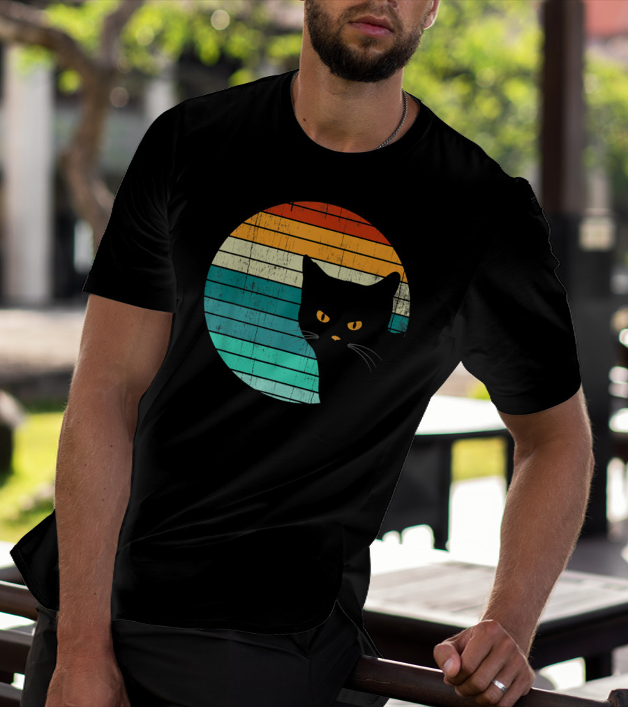 Unique Vintage Kitten Kitty Cat Retro Sunset Stripes T-Shirt
