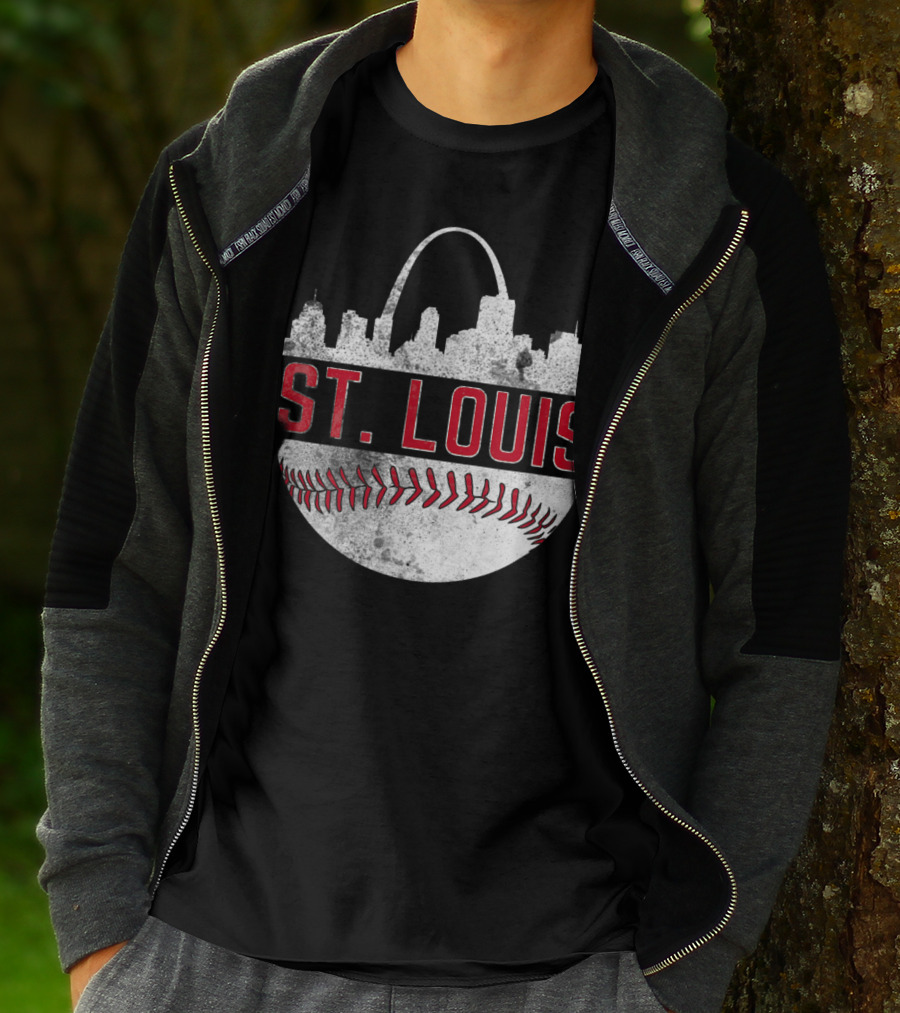 St Louis Vintage City Skyline Baseball Arch T-Shirt