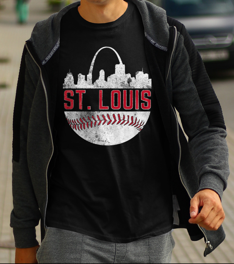 St Louis Vintage City Skyline Baseball Arch T-Shirt