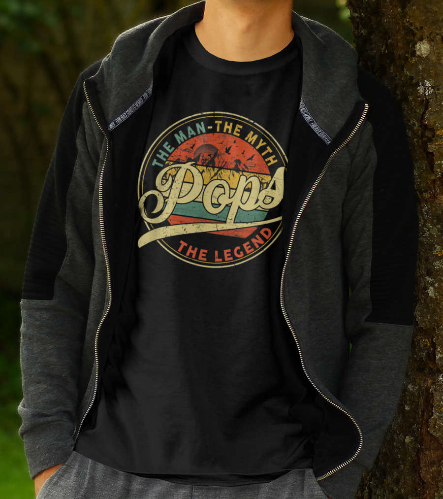 Pops The Man The Myth The Legend Vintage Grandpa Ideas T-Shirt