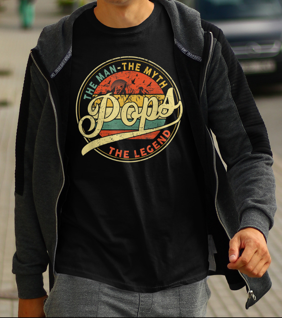 Pops The Man The Myth The Legend Vintage Grandpa Ideas T-Shirt