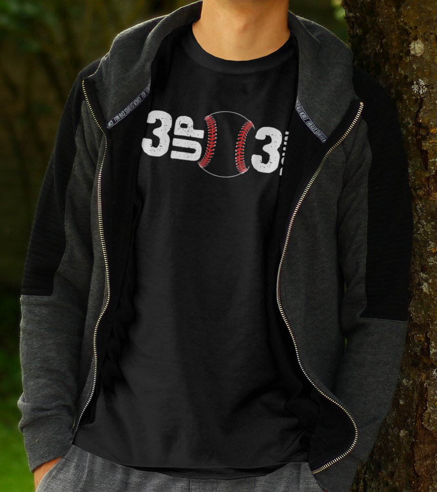 3 UP 3 Down Baseball Curve T-Shirt