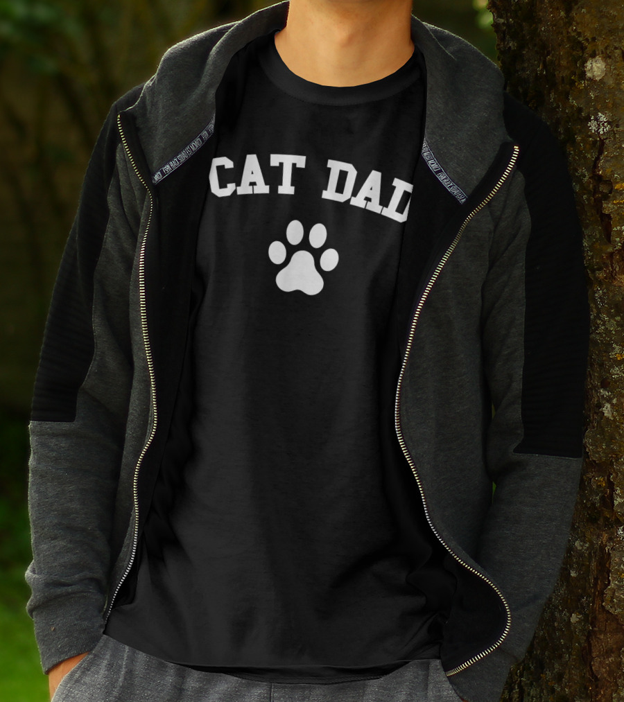 Cat Dad Best Cat Dad Ever Christmas Paw Prints T-Shirt