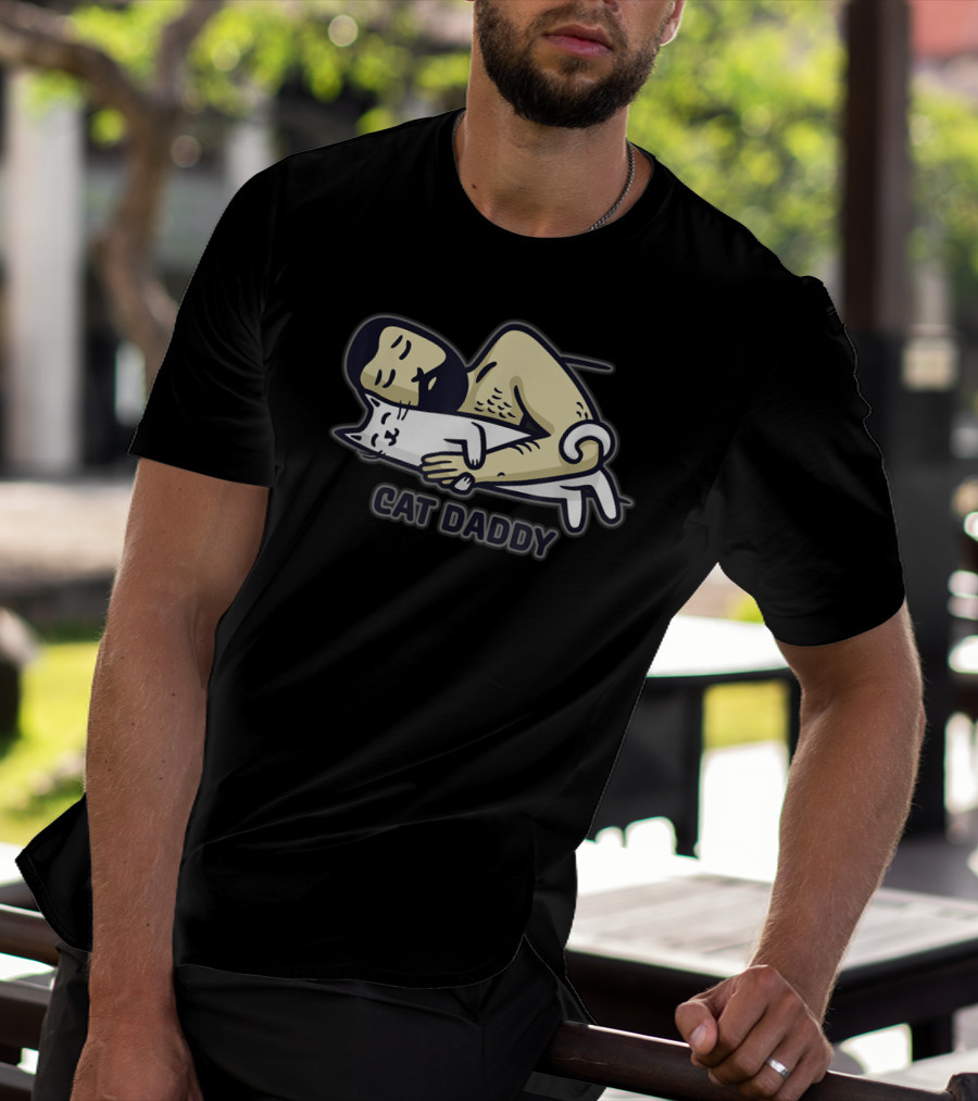 Cat Daddy Sleeping Man Hugging Cat T-Shirt