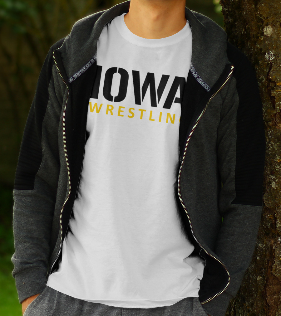 IOWA Wrestling Bold Black And Yellow Block T-Shirt