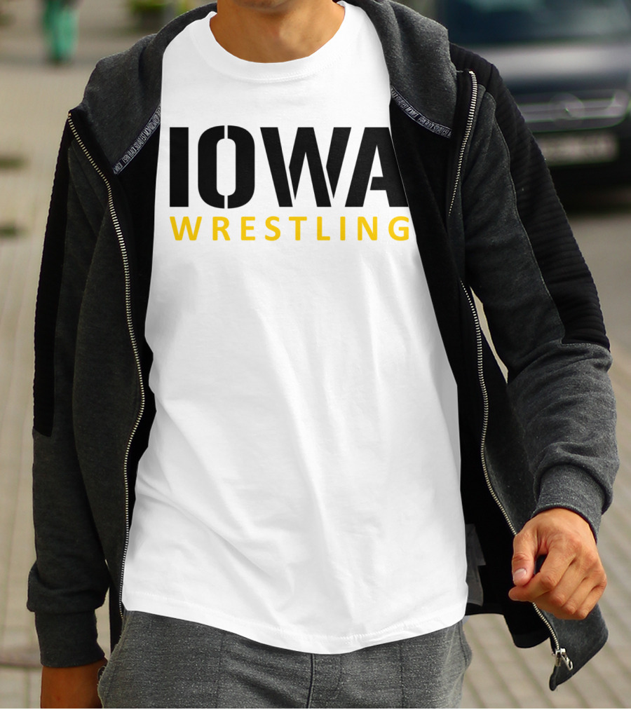 IOWA Wrestling Bold Black And Yellow Block T-Shirt