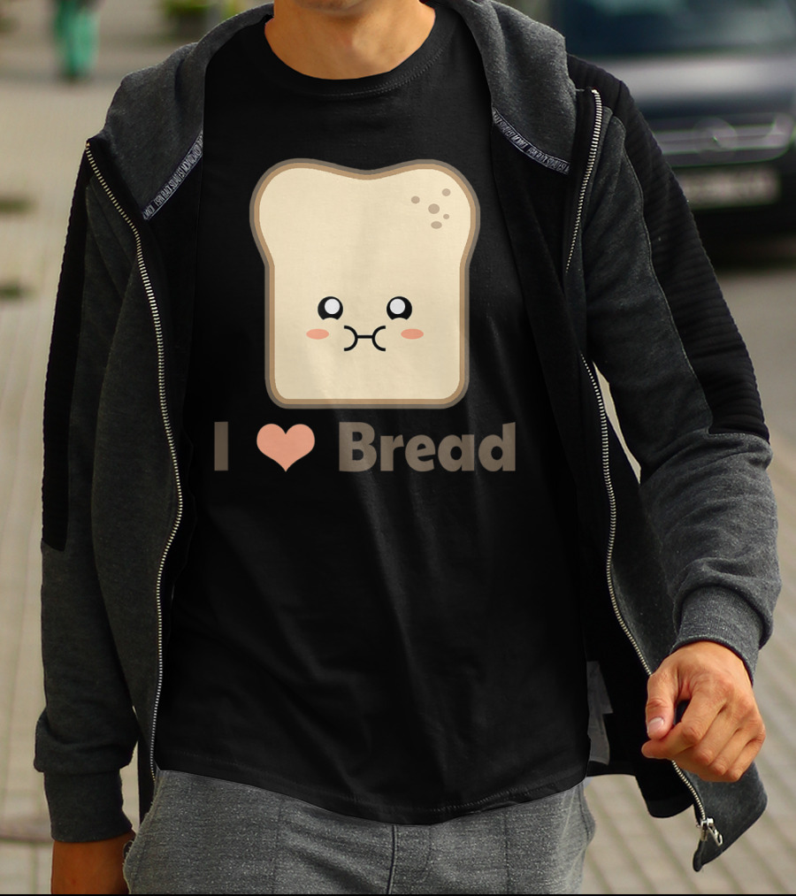 I Heart Kawaii Bread Cute Face T-Shirt