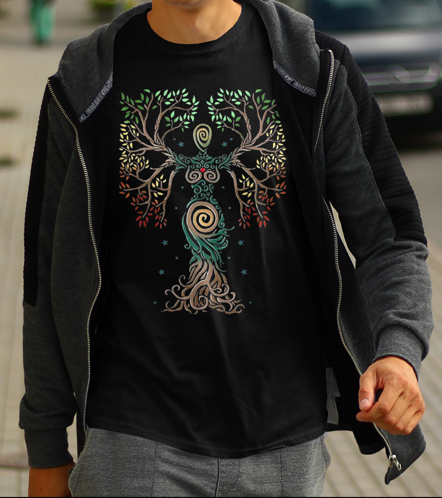 Tree Of Life Woman With Floral Design Elements T-Shirt