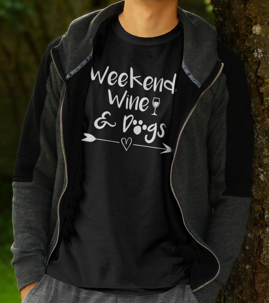 Weekends Wine And Dogs Paw Print Heart Arrow T-Shirt