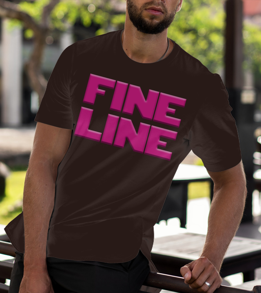 FINE LINE Pink Text On Brown Background T-Shirt