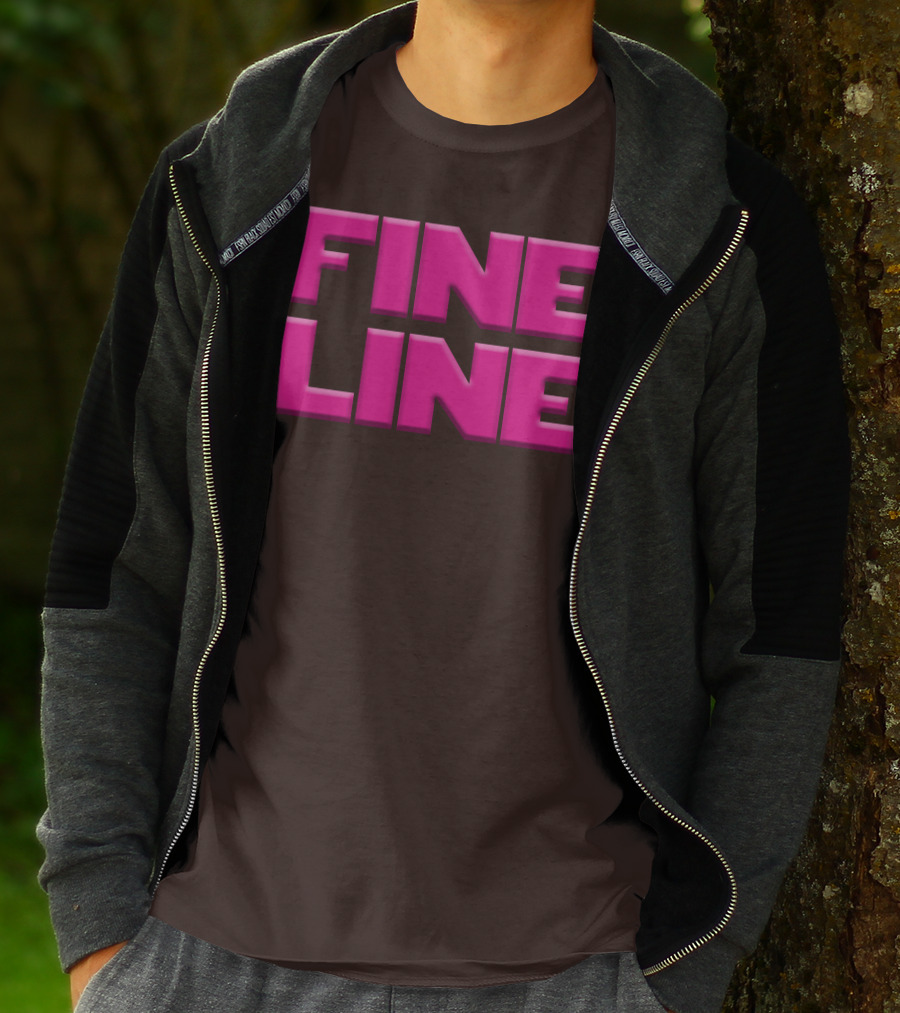 FINE LINE Pink Text On Brown Background T-Shirt