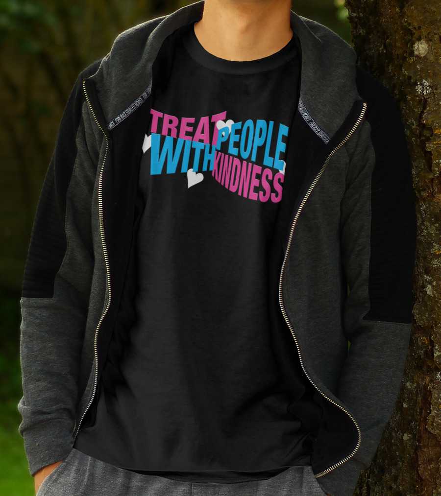 Treat People With Kindness Hearts Bold Letters T-Shirt