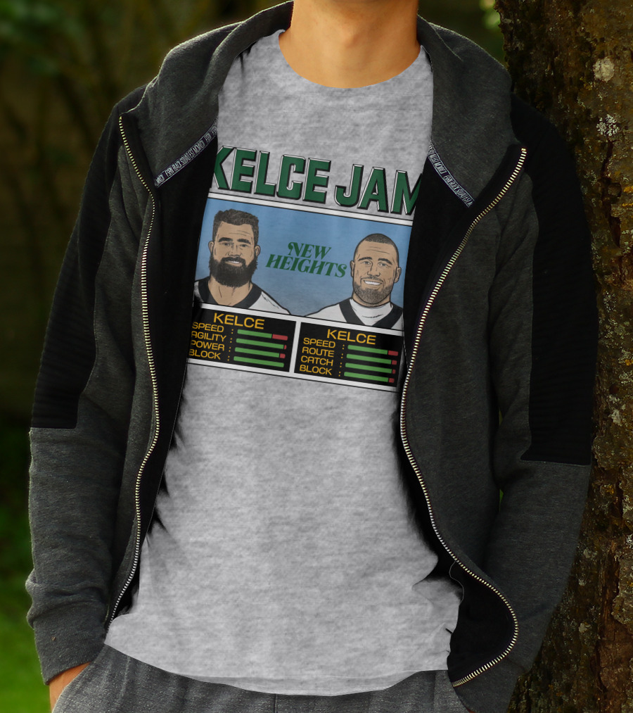 Kelce Jam New Heights Jason Travis Speed Agility Power Route Catch Block T-Shirt