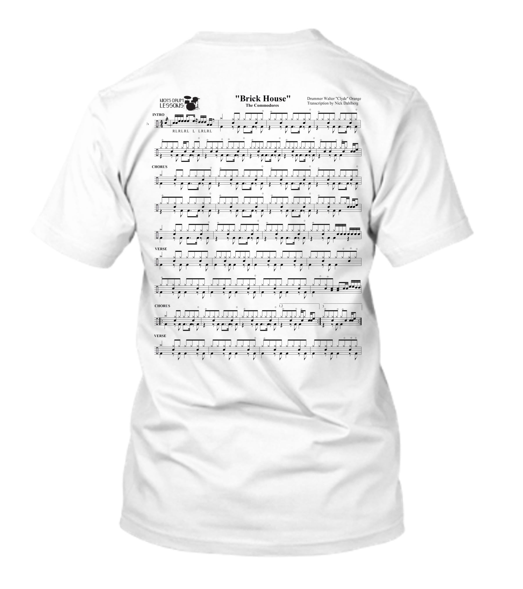 Brick House Sheet Music The Commodores Transcription By Nick Dahlberg T-Shirt