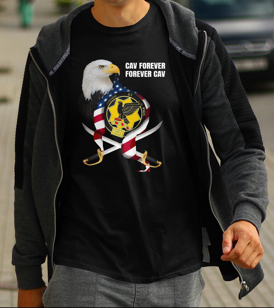 Cav Forever Animus Et Fide Bald Eagle American Patriotism T-Shirt