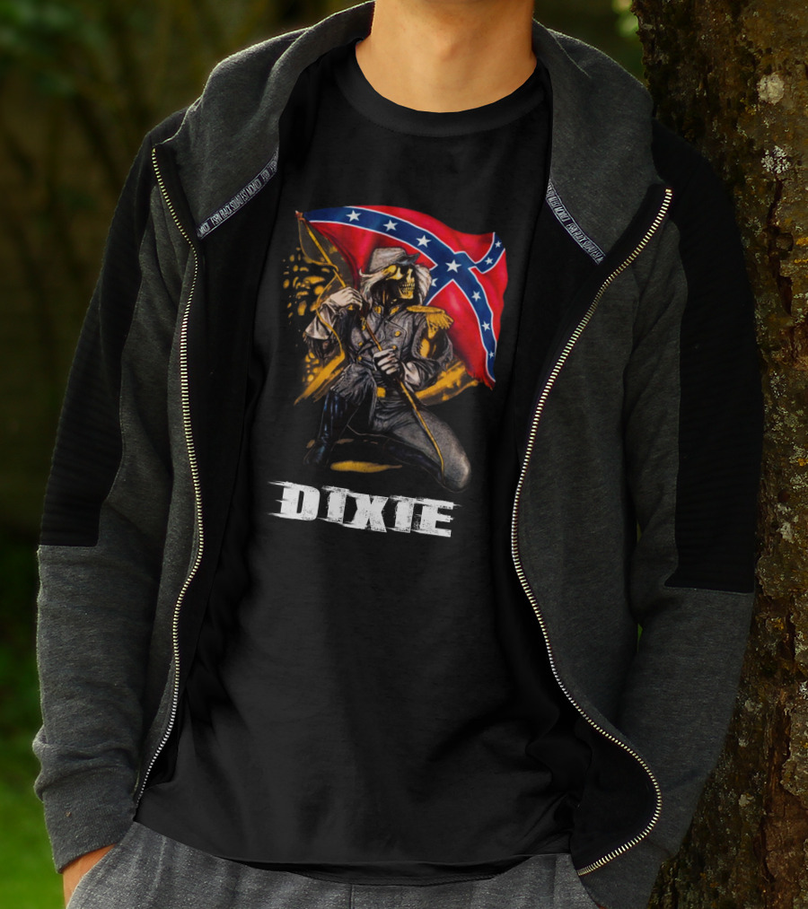 Dixie Confederate Flag Skeleton Soldier T-Shirt