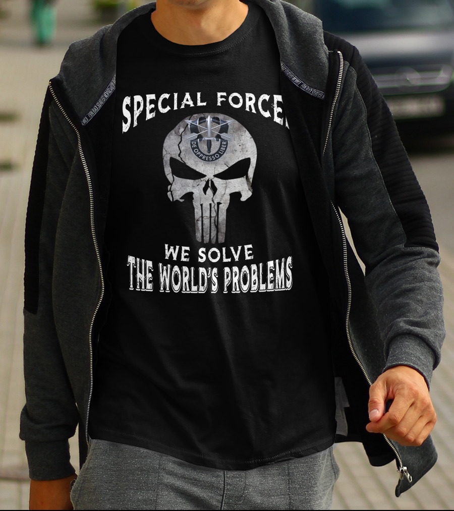 Special Forces De Oppresso Liber We Solve The World's Problems T-Shirt