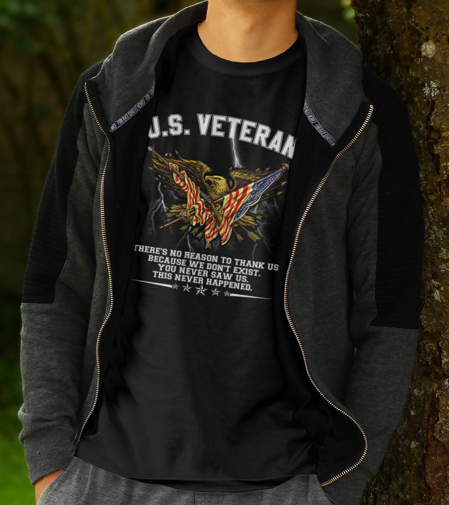 U.s. Veteran Eagle American Flag Patriotic Military Tribute T-Shirt