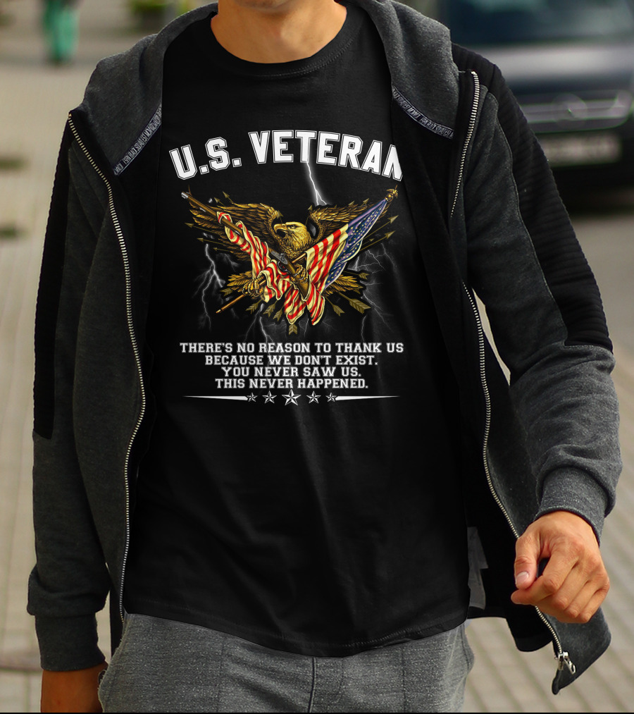 U.s. Veteran Eagle American Flag Patriotic Military Tribute T-Shirt