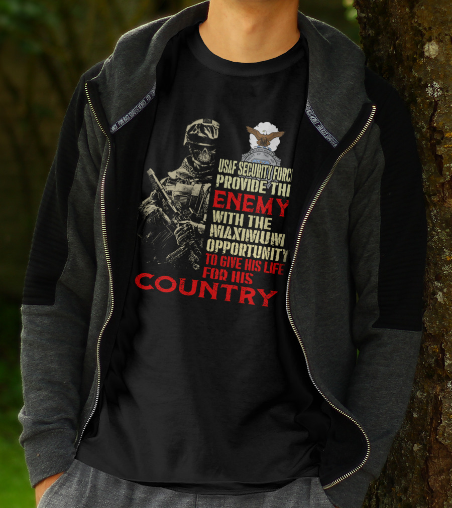 Usaf Security Forces Enemy Maximum Opportunity Country T-Shirt