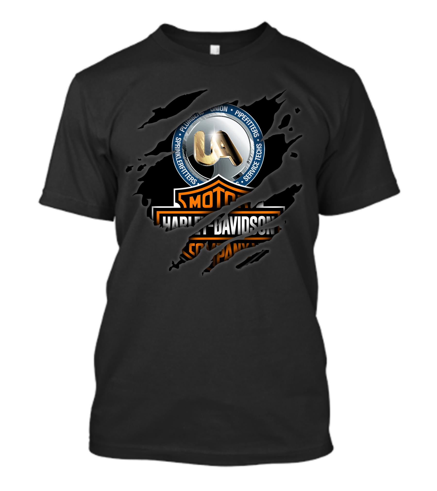 Harley Davidson Ua Plumbers Union Pipefitters Sprinklerfitters Service Techs T-Shirt