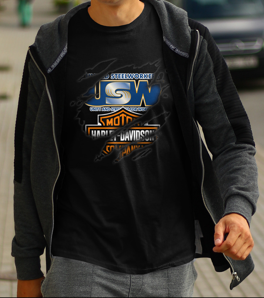 Usw Unity And Strength For Workers Harley Davidson Motor Company T-Shirt