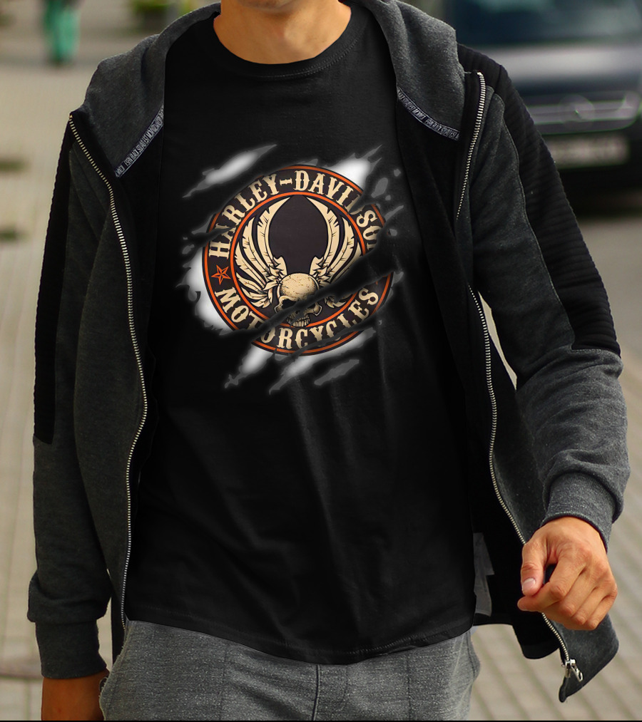 Harley Davidson Motorcycles Skull Wings T-Shirt