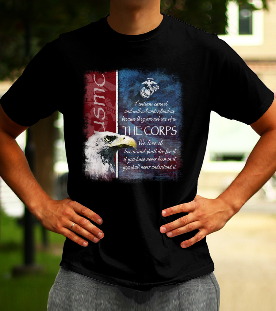 Usmc Marines The Corps Eagle Quote Semper Fidelis T-Shirt