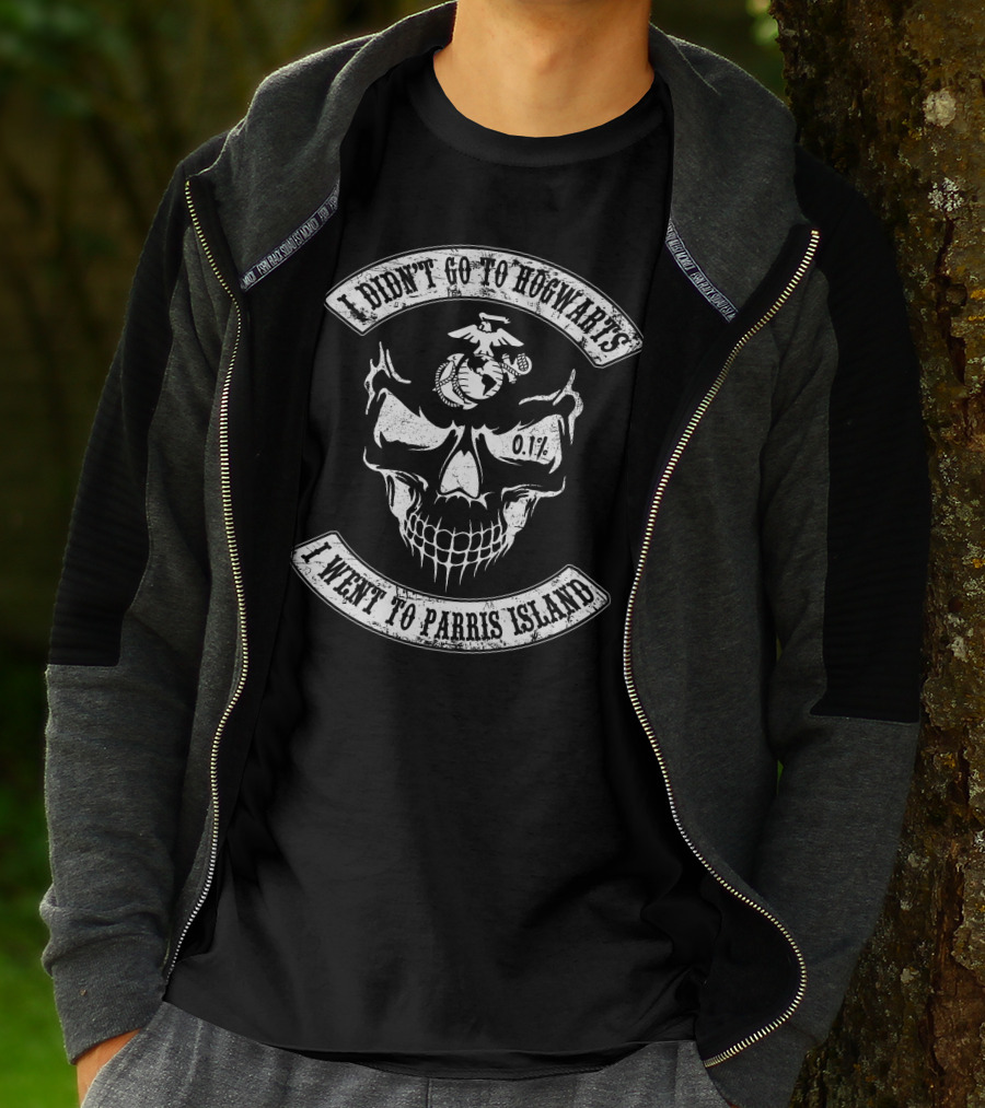 I Didn't Go To Hogwarts I Went To Parris Island 0.1% Skull Marine Corps T-Shirt