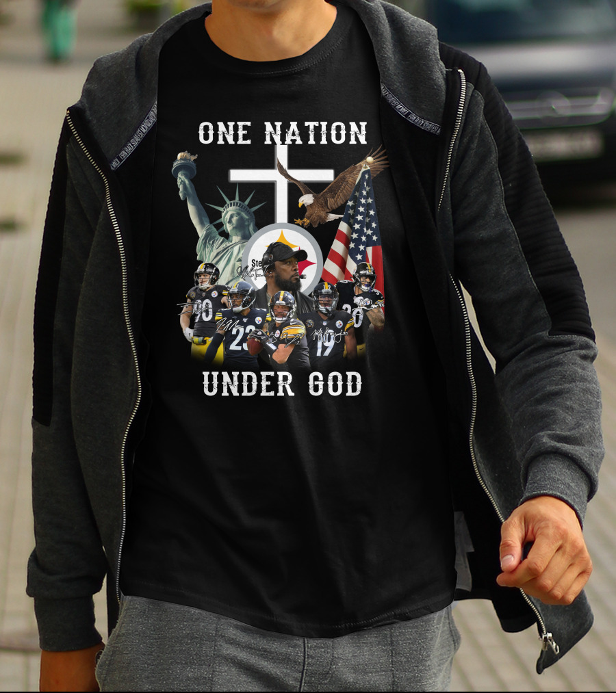 One Nation Under God Steelers Liberty Eagle Flag T-Shirt