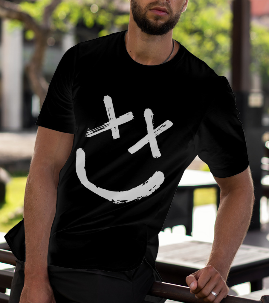 Reverse Smile Distressed Face T-Shirt