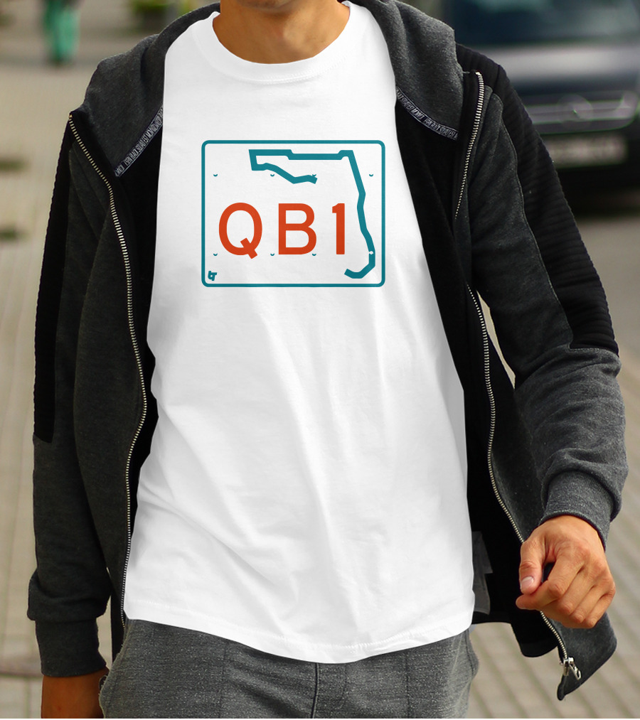 Miami QB1 Florida Map License Plate T-Shirt