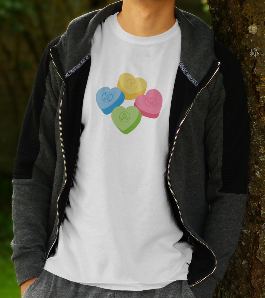 X Y A B Candy Hearts Valentine's Crew Neck T-Shirt
