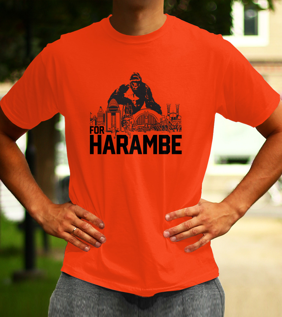 For Harambe Cincinnati Skyline Iconic Gorilla T-Shirt