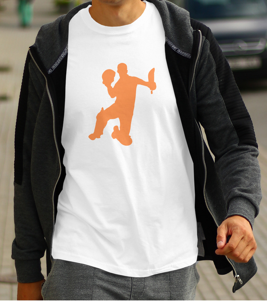 David Warner Orange Silhouette Cricketer Batting Pose T-Shirt