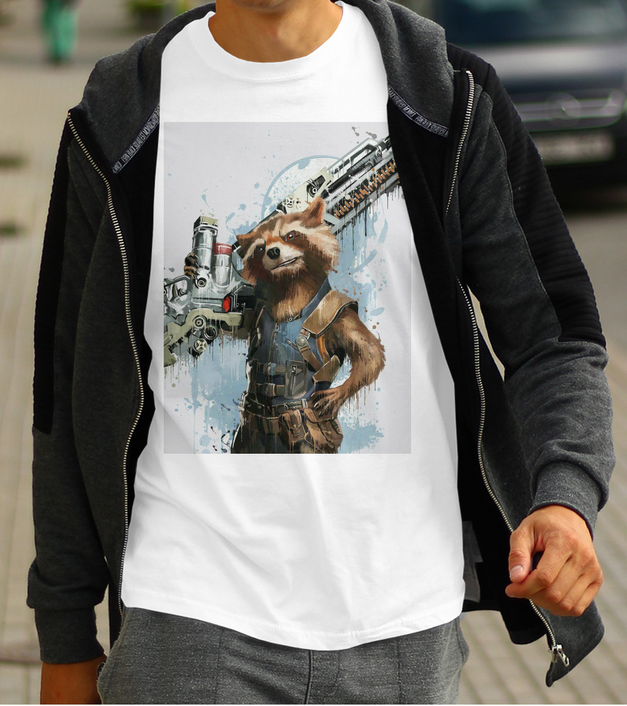 Rocket Raccoon Guardians Of The Galaxy Gun T-Shirt