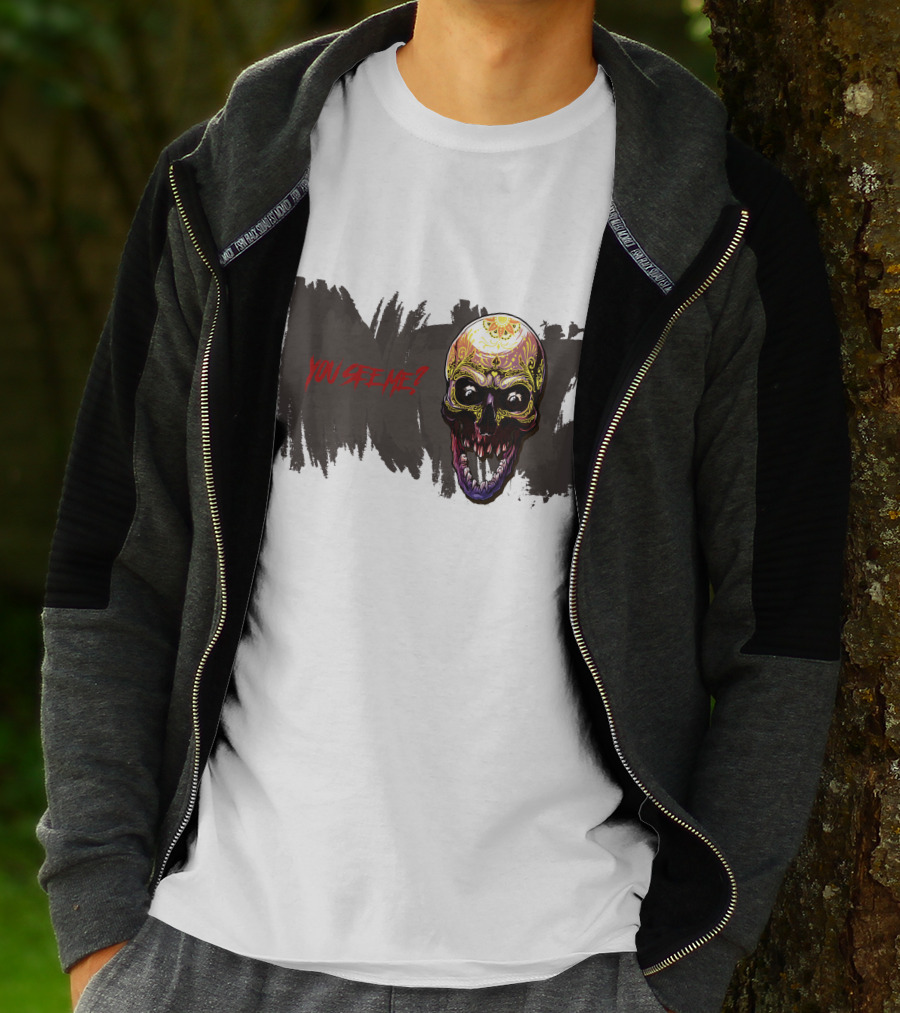 Skull Yellow Scary Horror You See Me T-Shirt