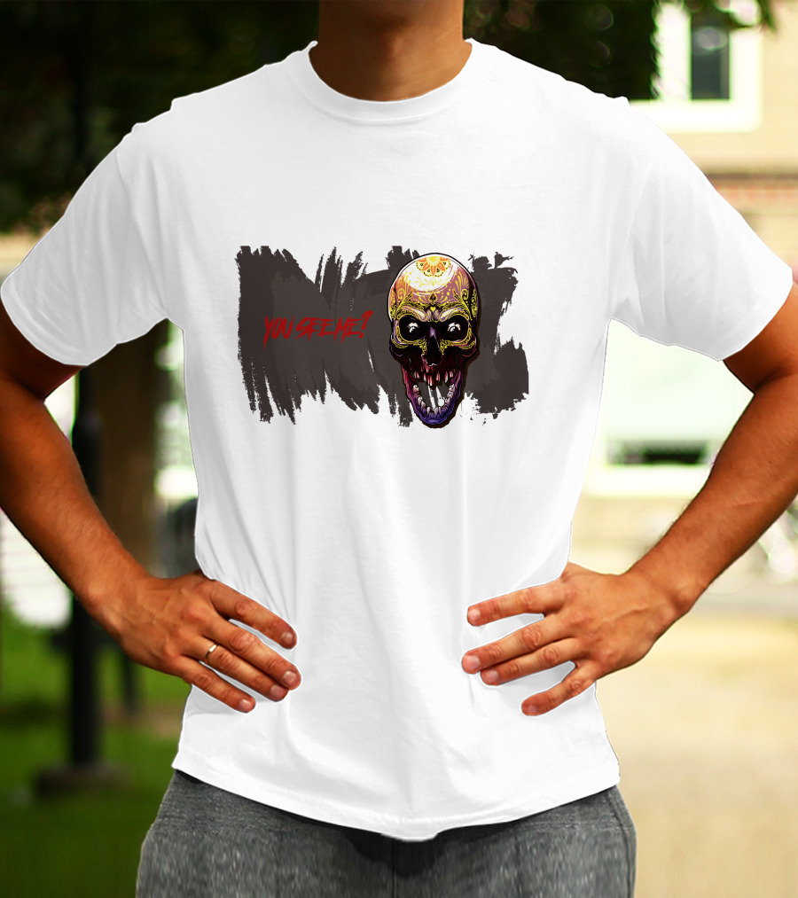 Skull Yellow Scary Horror You See Me T-Shirt