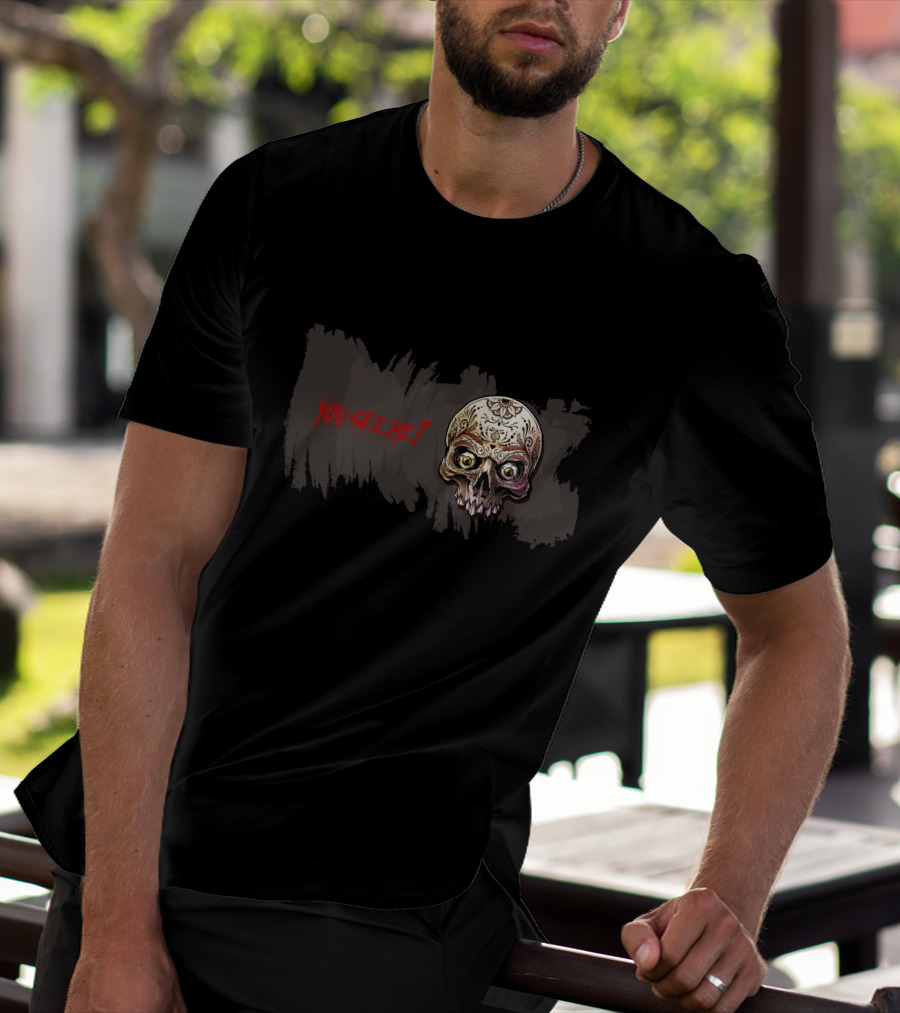 YOU SEE ME Skull Brown Scary Horror T-Shirt