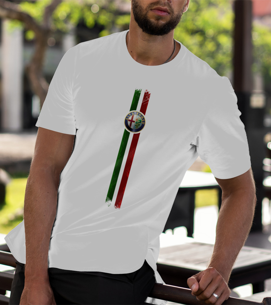 Alfa Romeo Logo With Italian Stripes T-Shirt