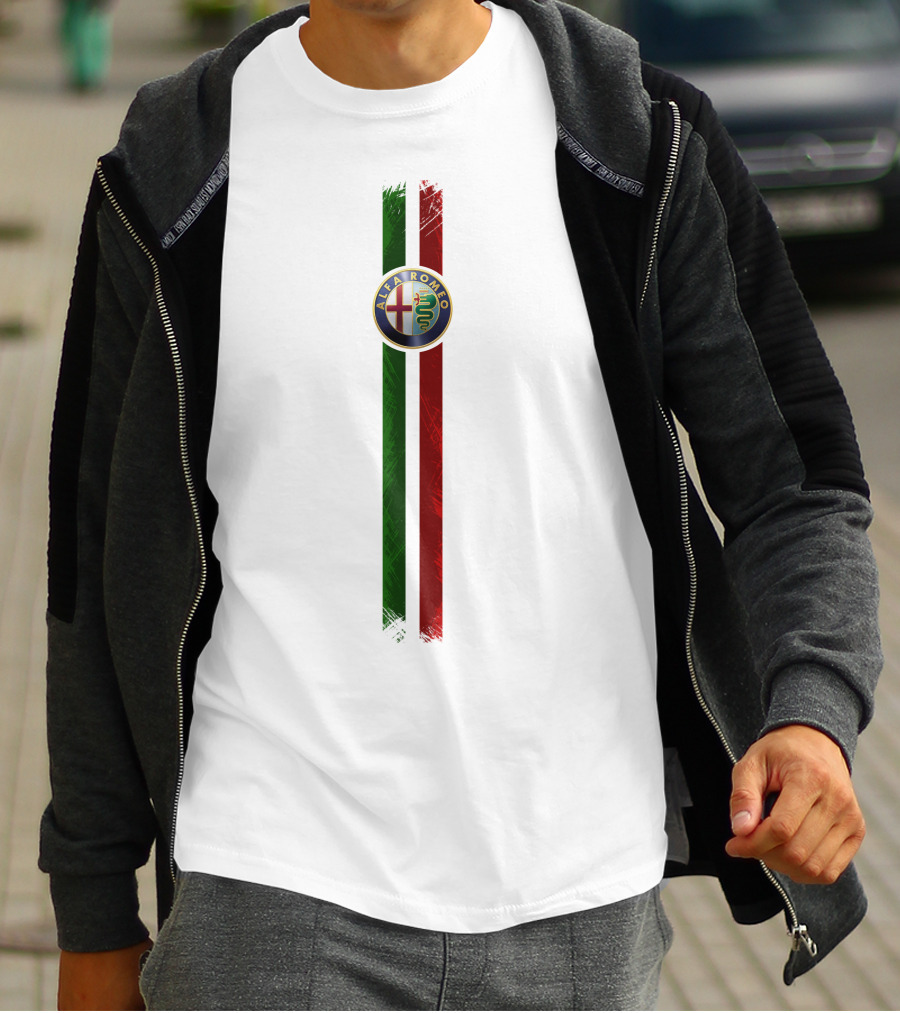 Alfa Romeo Logo With Italian Stripes T-Shirt