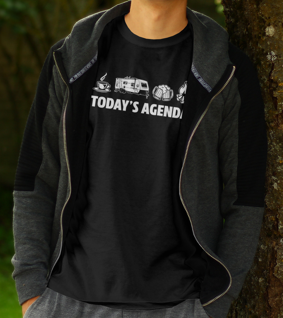 Today's Agenda Coffee Camper Beer Campfire Forest River No Boundaries 19.6 T-Shirt