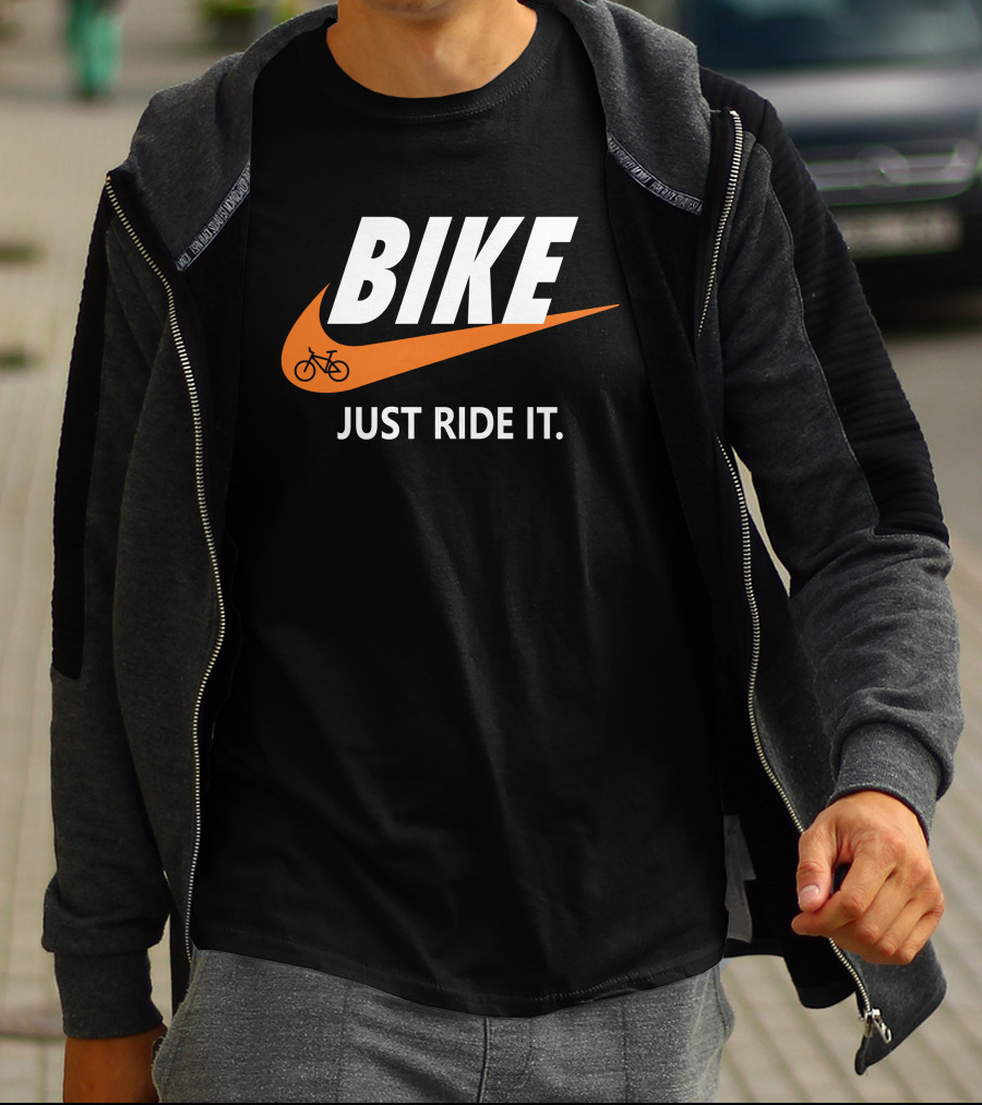 BIKE Just Ride It Swoosh Iconic Cycling T-Shirt