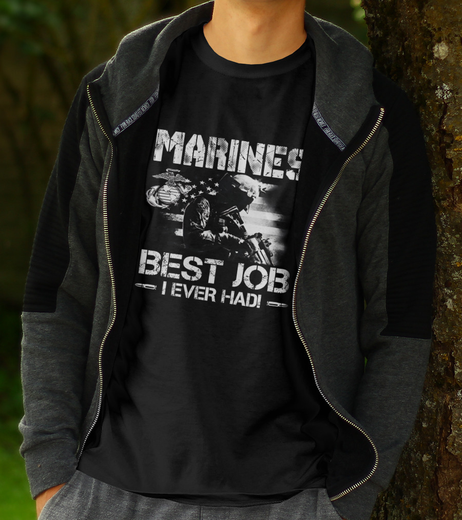 MARINES BEST JOB I EVER HAD Soldier Flag Emblem T-Shirt